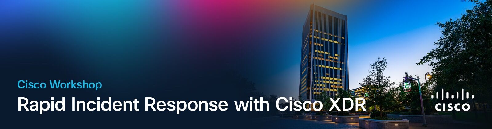 Cisco logo with building behind